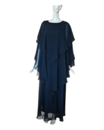 Vintage 1970s Jean Varon Black Floaty Cocktail Dress Size 14