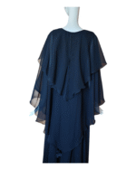 Vintage 1970s Jean Varon Black Floaty Cocktail Dress Size 14 - Image 7