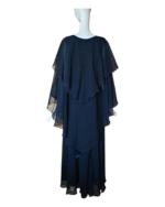 Vintage 1970s Jean Varon Black Floaty Cocktail Dress Size 14 - Image 3