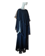 Vintage 1970s Jean Varon Black Floaty Cocktail Dress Size 14 - Image 4