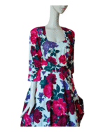 Vintage Droopy And Brown 1980s Floral Printed Midi Dress size 14 - Image 7