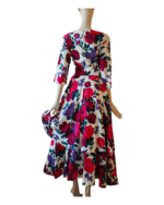 Vintage Droopy And Brown 1980s Floral Printed Midi Dress size 14 - Image 6