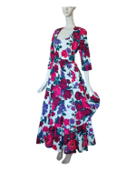 Vintage Droopy And Brown 1980s Floral Printed Midi Dress size 14 - Image 2