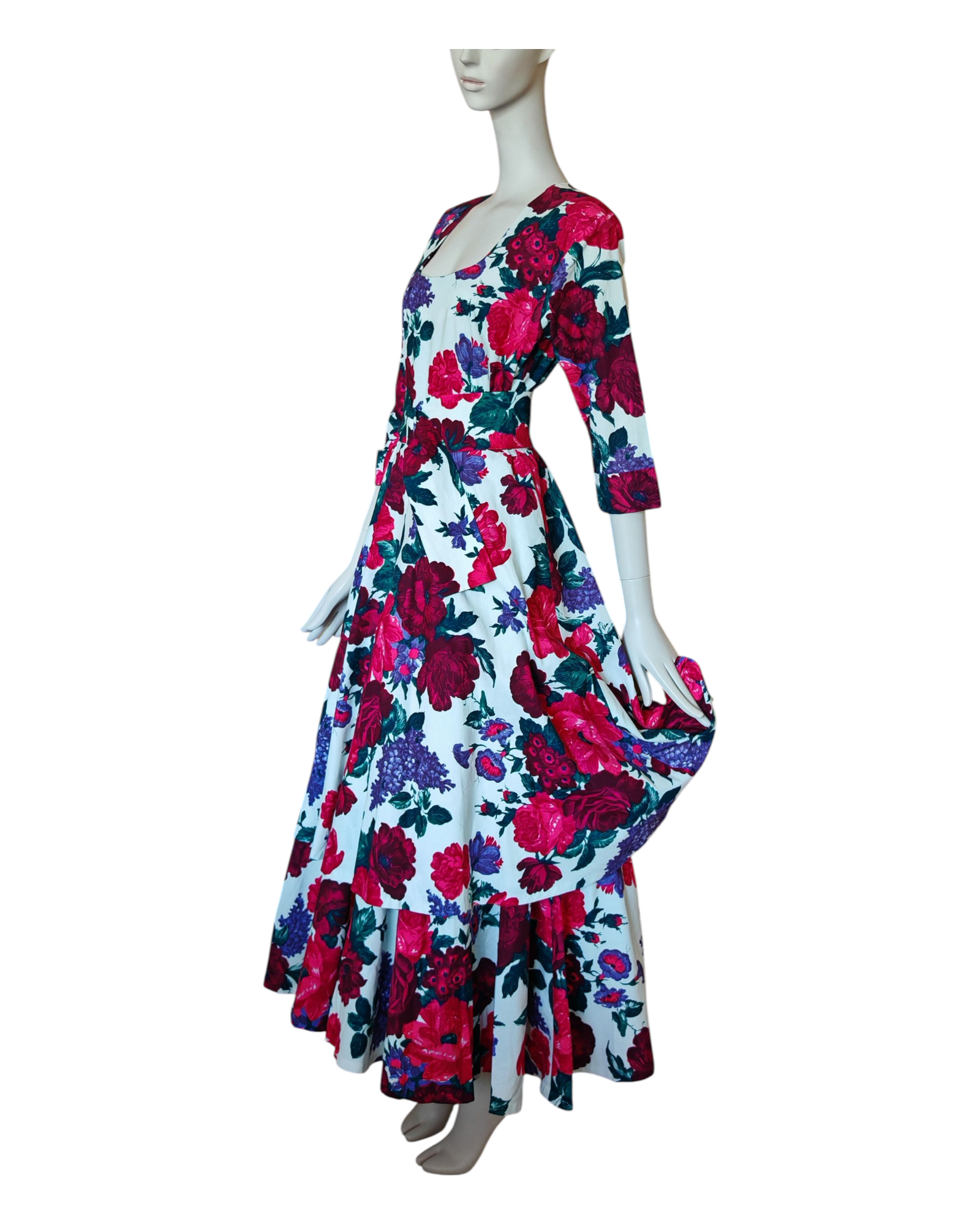 IMG_20250710_132457 Vintage Droopy And Brown 1980s Floral Printed Midi Dress size 14 - Image 1