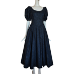 Vintage Laura Ashley Black Fit-and-Flare Dress | Size UK 8