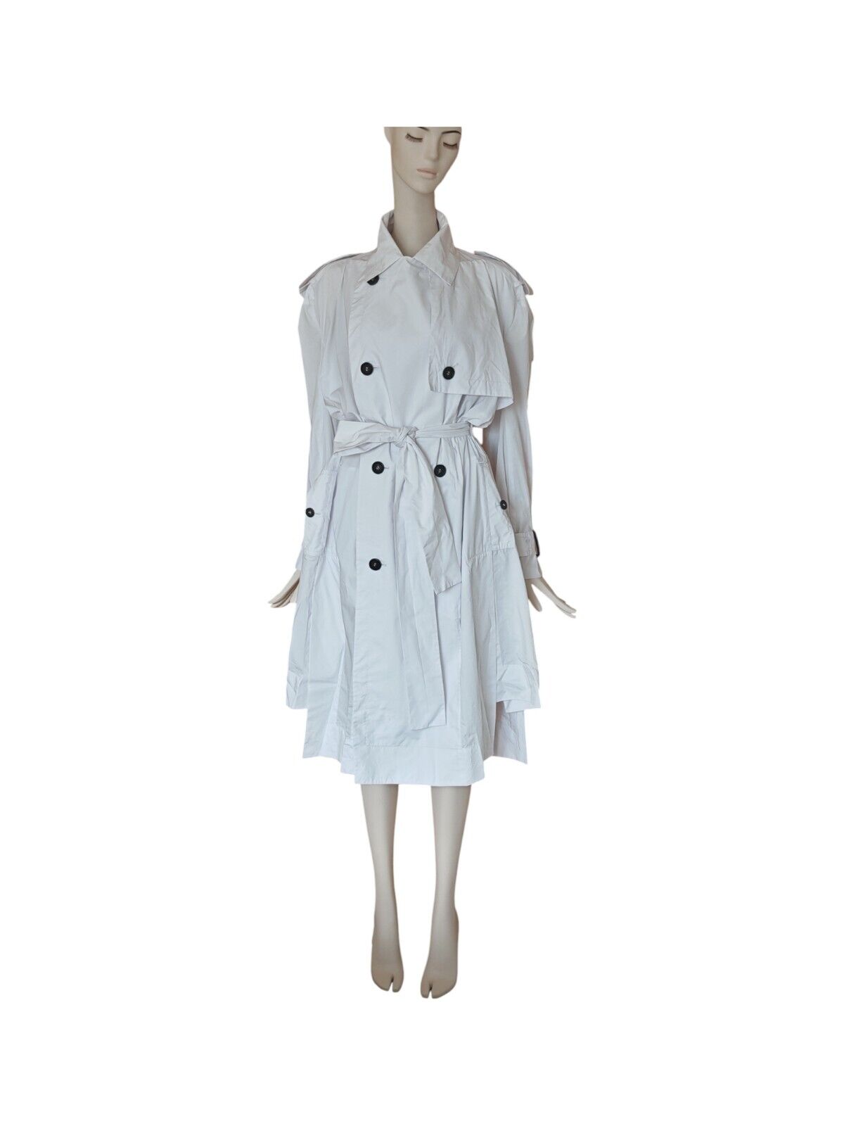 white7 Vivienne Westwood White Trench Coat – IT 46 / UK 14 – Oversized Lapel, Designer Vintage - Image 1
