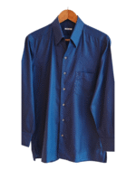 Fray Navy Blue Micro Dot Formal Shirt – Made in Bologna, Italy – Size IV UK XL