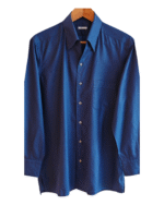 Fray Navy Blue Micro Dot Formal Shirt – Made in Bologna, Italy – Size IV UK XL - Image 3