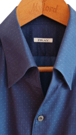 Fray Navy Blue Micro Dot Formal Shirt – Made in Bologna, Italy – Size IV UK XL - Image 6
