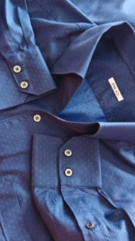 Fray Navy Blue Micro Dot Formal Shirt – Made in Bologna, Italy – Size IV UK XL - Image 2