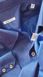 Fray Navy Blue Micro Dot Formal Shirt – Made in Bologna, Italy – Size IV UK XL - Image 4