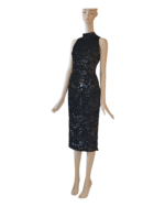 Club London Black Sequin Sleeveless High-Neck Midi Dress 12 New with tags - Image 2