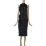 Club London Black Sequin Sleeveless High-Neck Midi Dress 12 New with tags