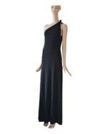 BITE Studio One-Shoulder Knotted Black Jersey Maxi Dress - Image 4