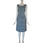 Oscar de la Renta Gingham Tweed Sleeveless Dress