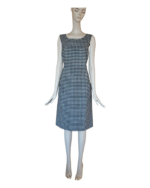 Oscar de la Renta Gingham Tweed Sleeveless Dress