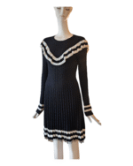 Red Valentino Long Sleeved Knit Dress With Ruffle A-Line Size S - Image 2