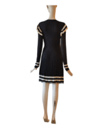 Red Valentino Long Sleeved Knit Dress With Ruffle A-Line Size S - Image 5