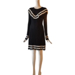 Red Valentino Long Sleeved Knit Dress With Ruffle A-Line Size S