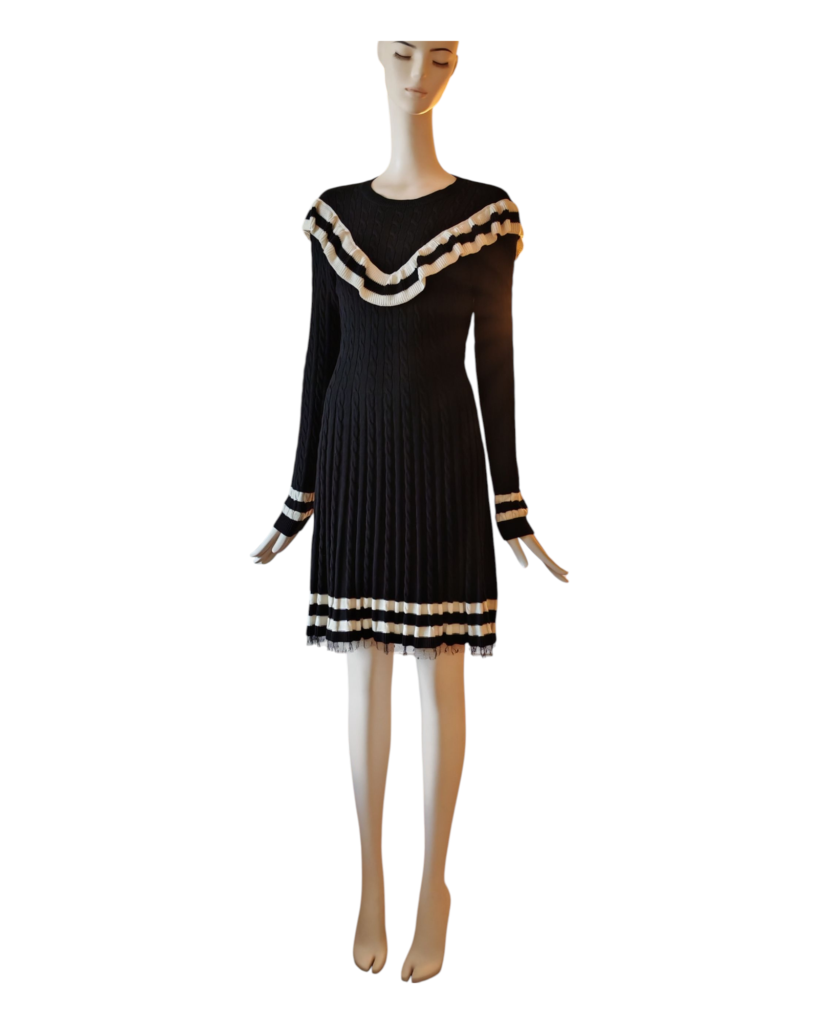 IMG_20250925_112235 Red Valentino Long Sleeved Knit Dress With Ruffle A-Line Size S - Image 1