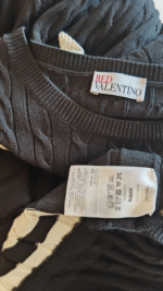Red Valentino Long Sleeved Knit Dress With Ruffle A-Line Size S - Image 6