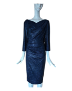 Talbot Runhof Mirrorball Shimmer Stretch Draped Cocktail Evening Dress Size US 12 UK 16 - Image 2