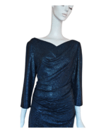 Talbot Runhof Mirrorball Shimmer Stretch Draped Cocktail Evening Dress Size US 12 UK 16 - Image 3